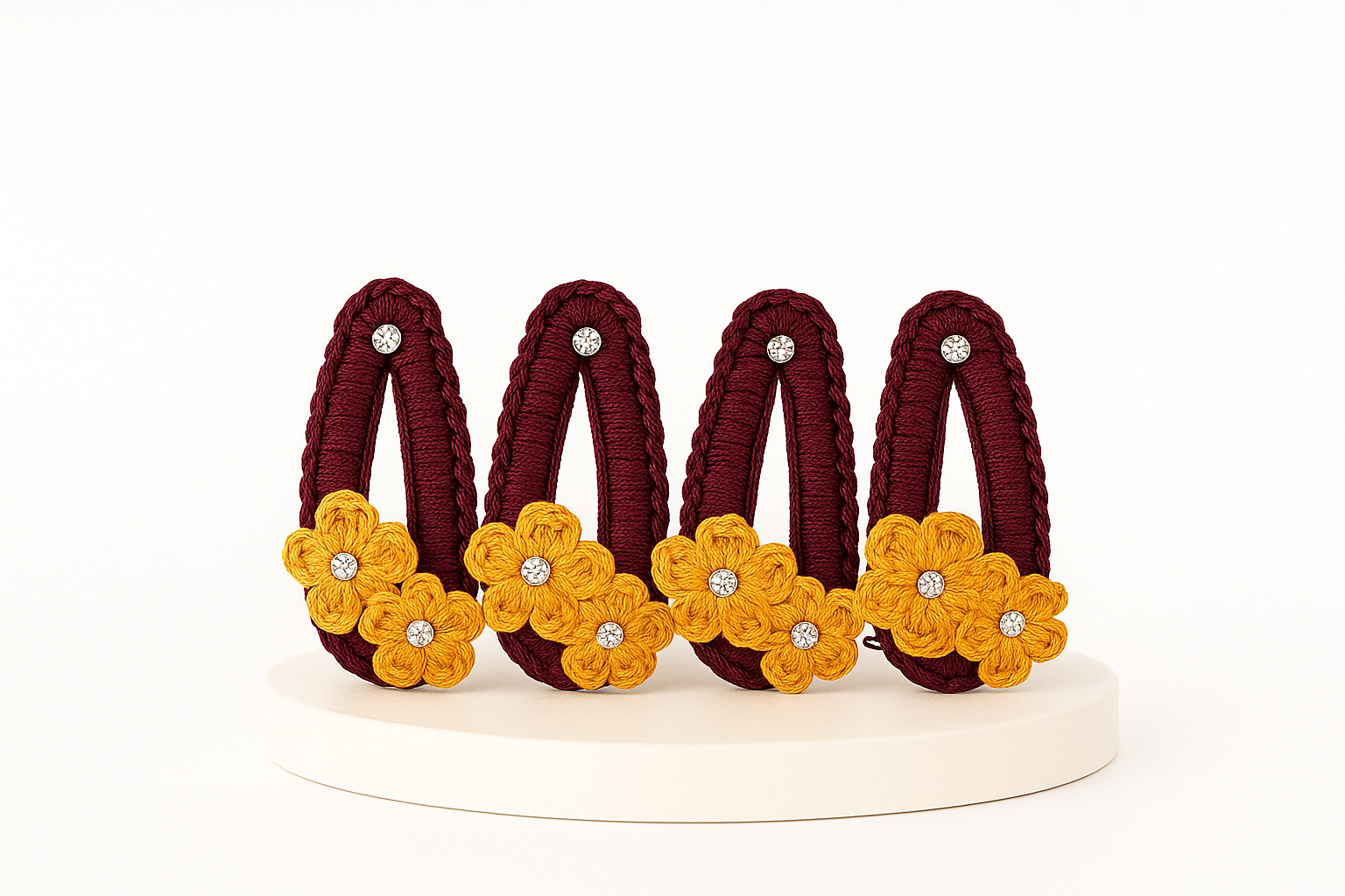 Handmade Mustard Floral Crochet Hair Clip