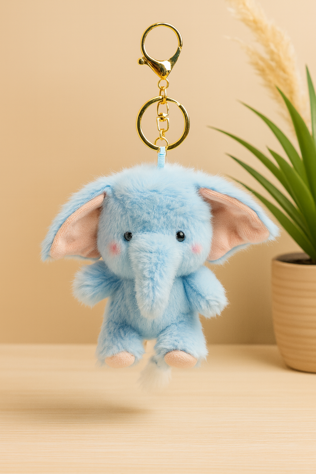 Furry Elephant Plush Bag Charm/Keychain
