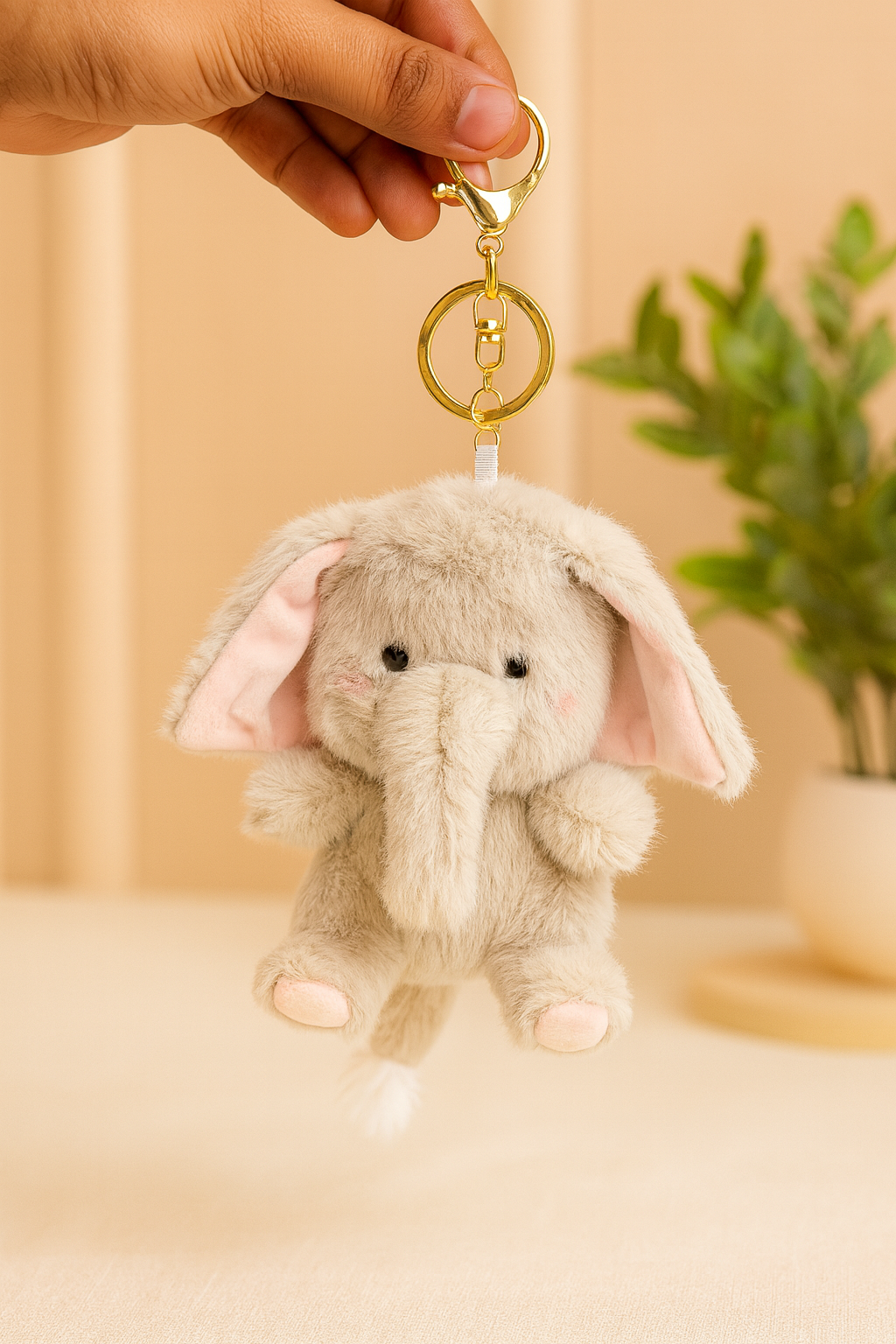 Furry Elephant Plush Bag Charm/Keychain