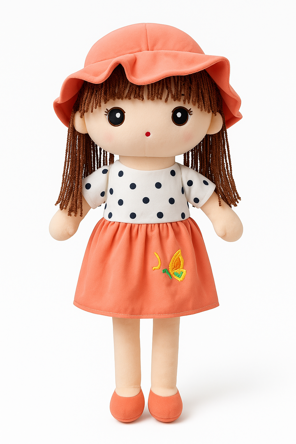 Whumies Soft Fabric Girl Doll with Embroidered Dress