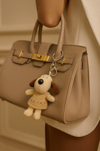 Plush Dog Keychain with Crochet Dress – Soft Toy Charm