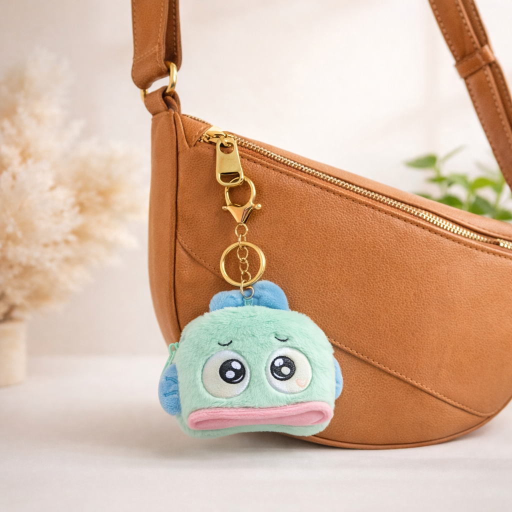 Blue Duck Plush Bag Charm with Zipper Pouch