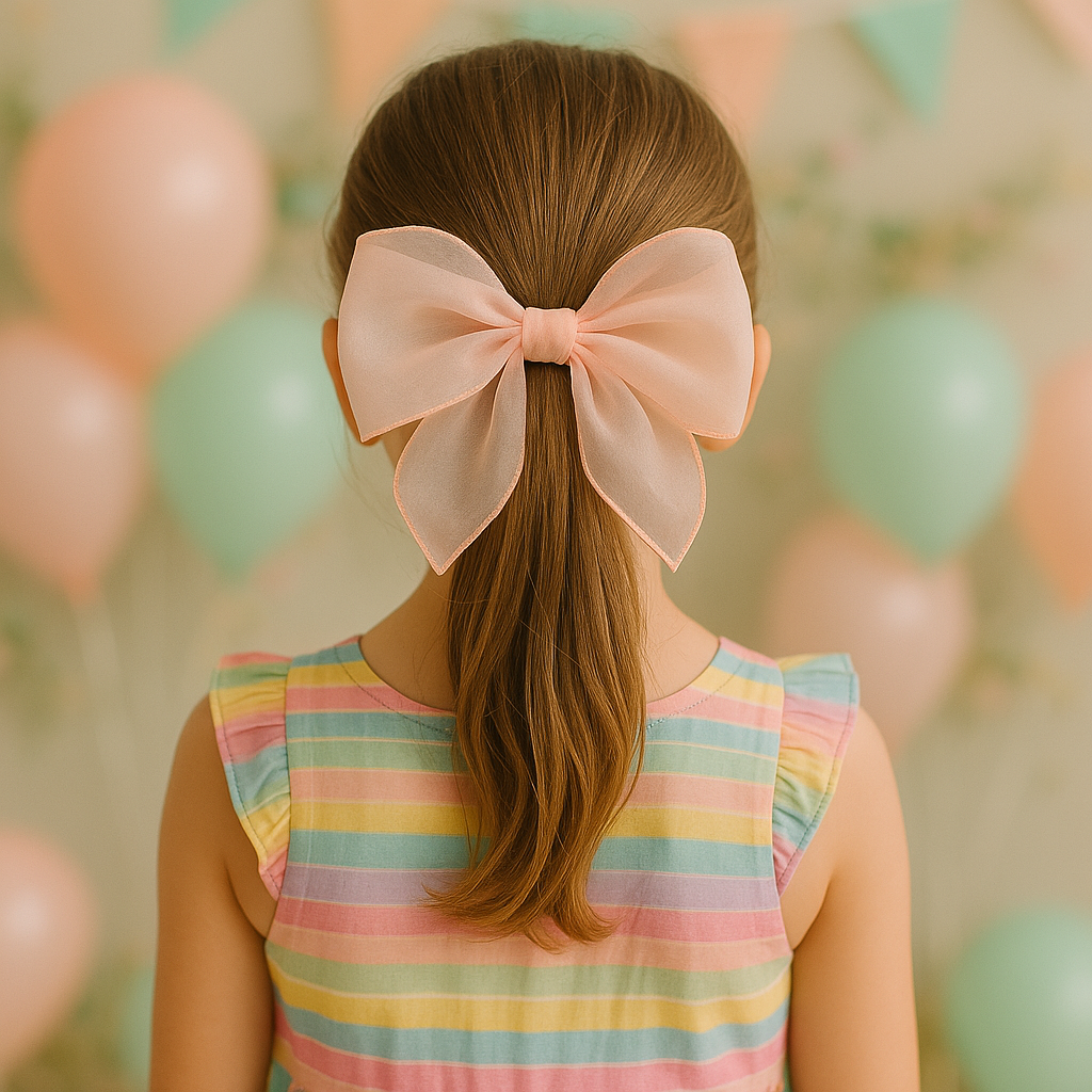 Whumies Large Organza Clip Bow – Big Sheer Hair Bow for Girls, Teens & Women