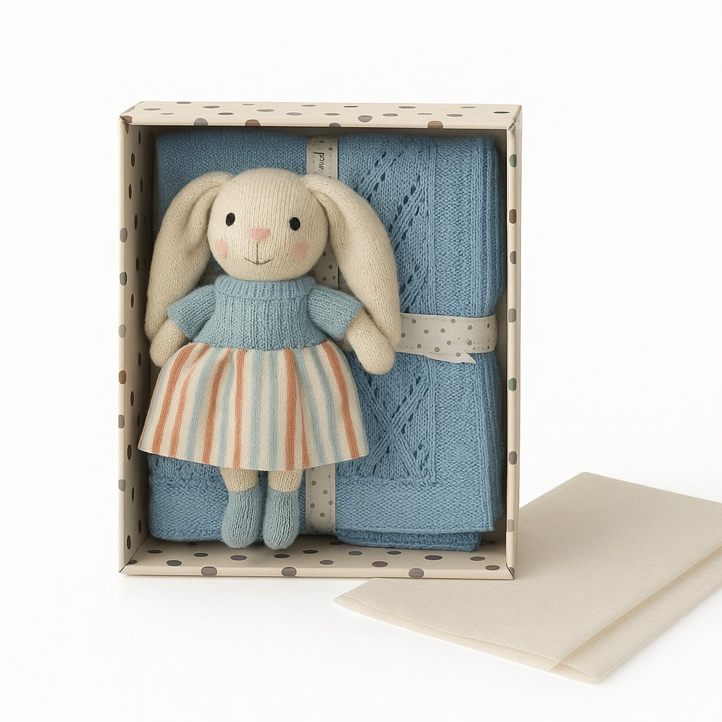 Whumies Knitted Bunny Doll & Blanket Gift Set