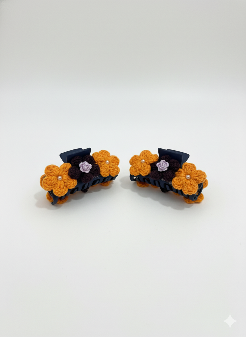Handmade Floral Crochet Hair Claw Clip