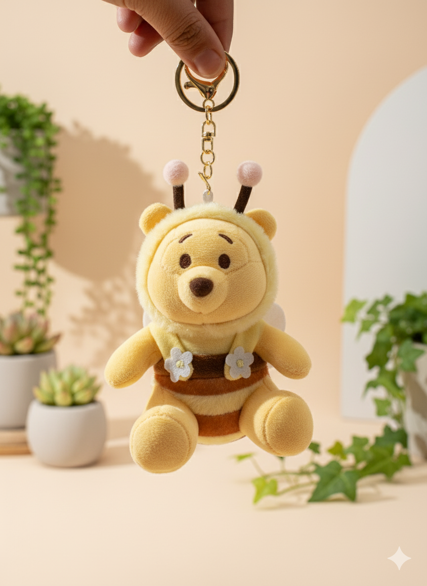 Cute Bee Winnie Plush Keychain