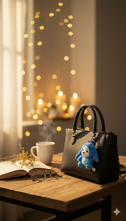 Blue Bunny with hood Plush Bag Charm/Keychain