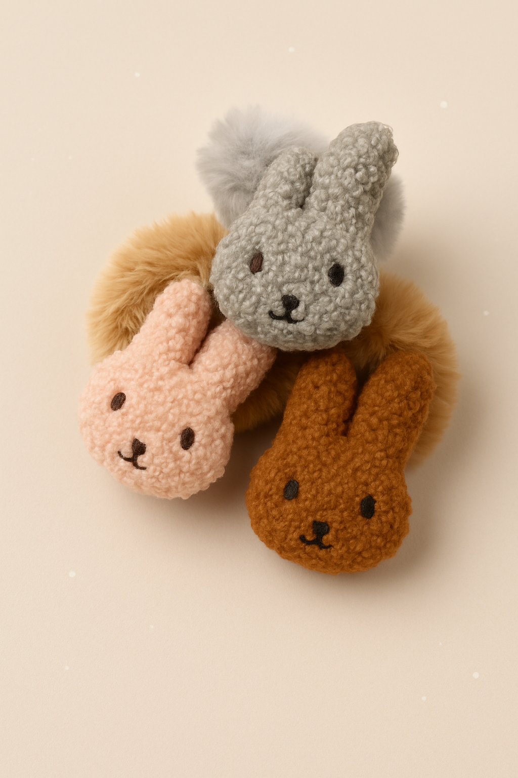 Plush Bunny Rubber Bands – Set of 3 Cute Kids Hair Ties | Soft Faux scrunchie | Hair accessories for girls