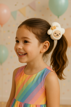 Fluffy Bunny Hair Accessory Duo – Plush Bunny hair tie & Cute Cartoon Hair Clip