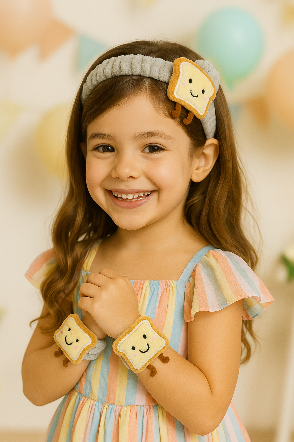 Whumies Cute Cartoon Headband & Hand Band Set – Soft Hair & Wrist Bands