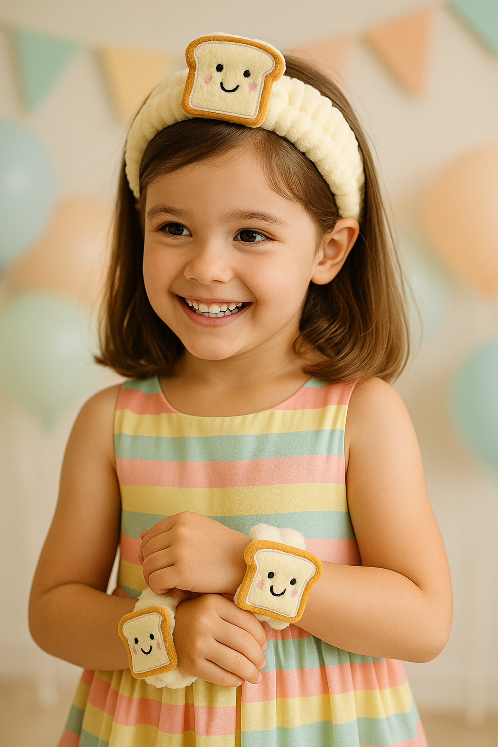 Cartoon Headband & Hand Band Set – Soft Hair & Wrist Bands