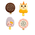 Four decorative ice cream pops on a white background