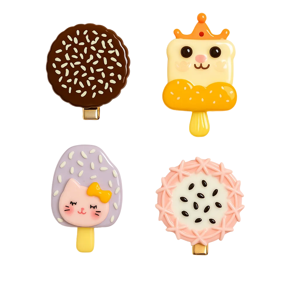 Four decorative ice cream pops on a white background