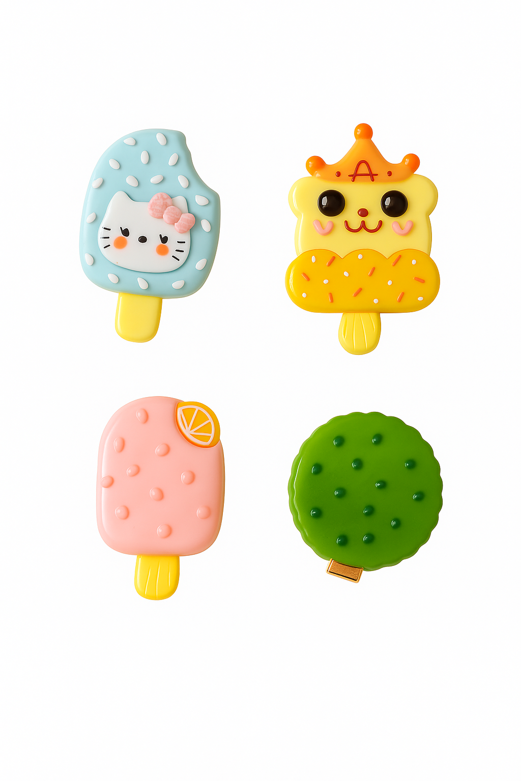 Whumies Set of 4 Cute Popsicle & Cookie Hair Clips