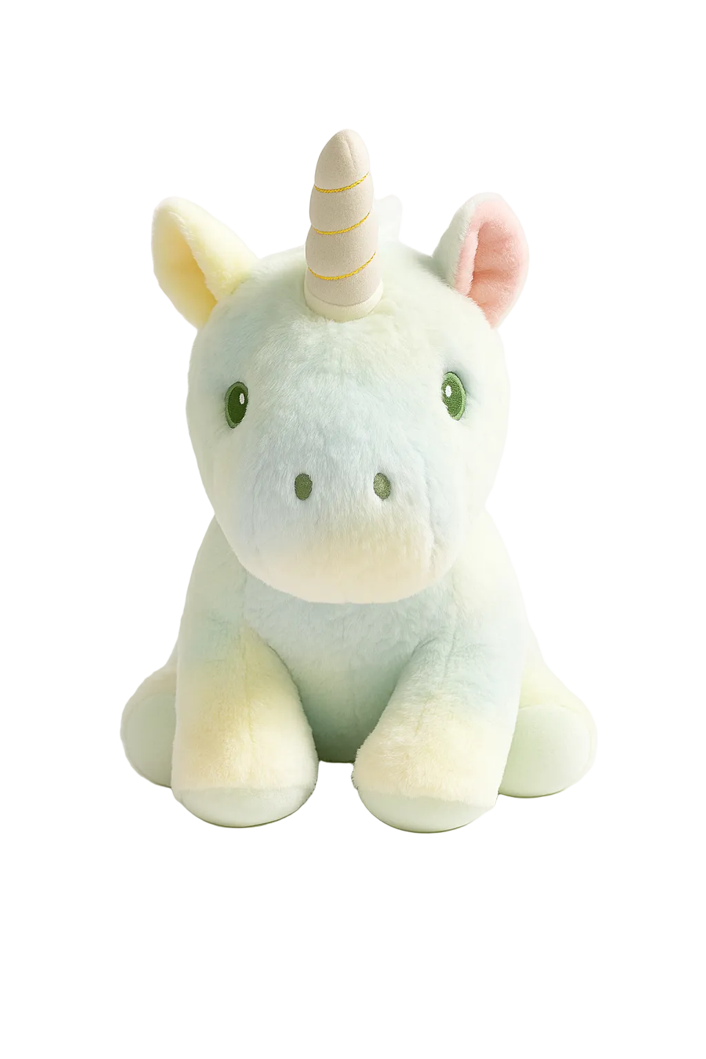 Plush unicorn toy on a white background