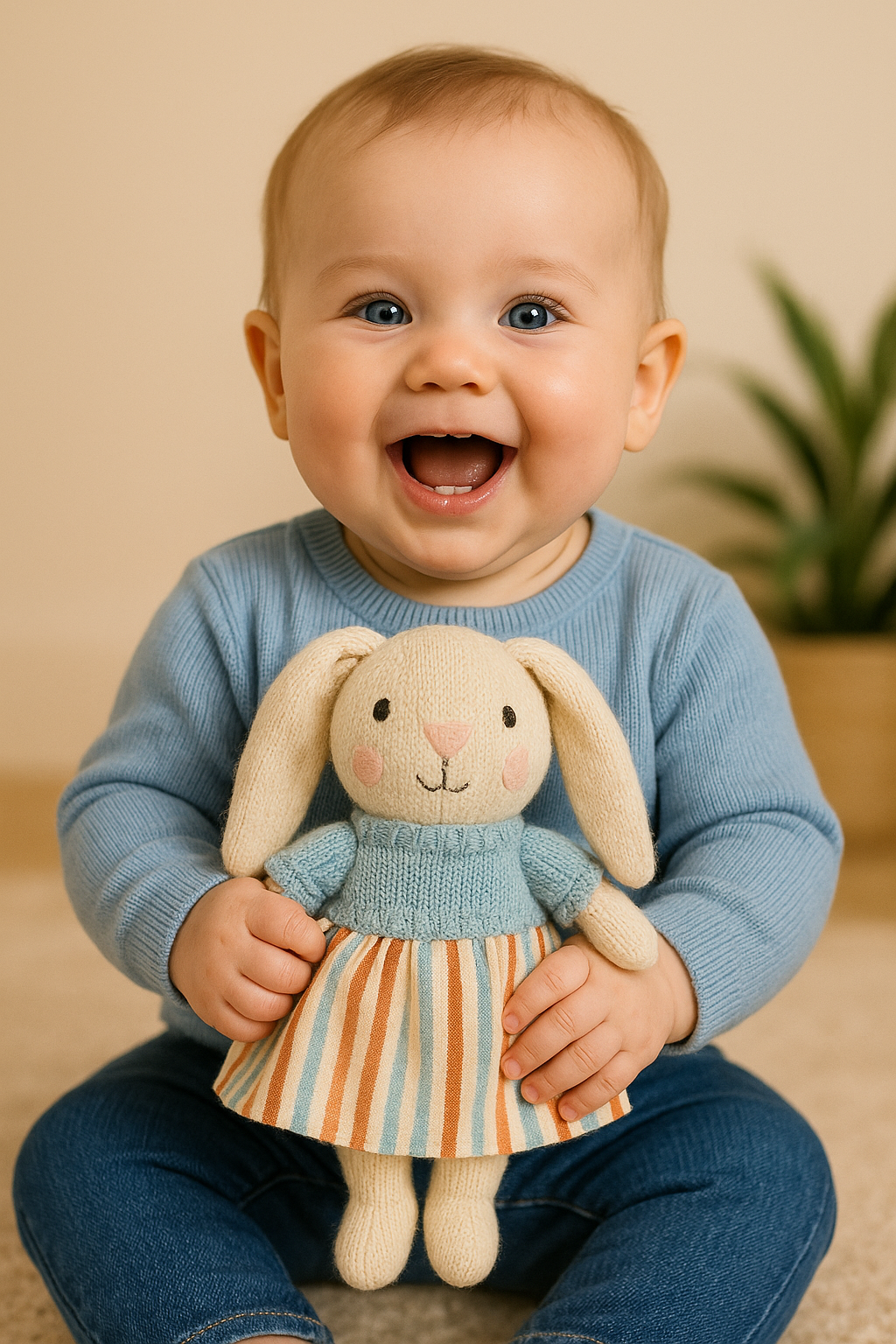 Knitted Bunny Doll & Blanket Gift Set