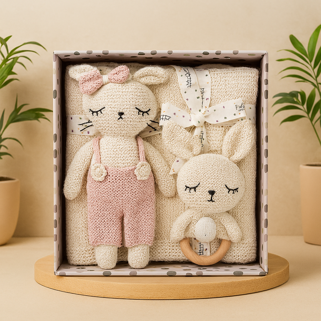 Whumies Knitted Bunny Baby Gift Set