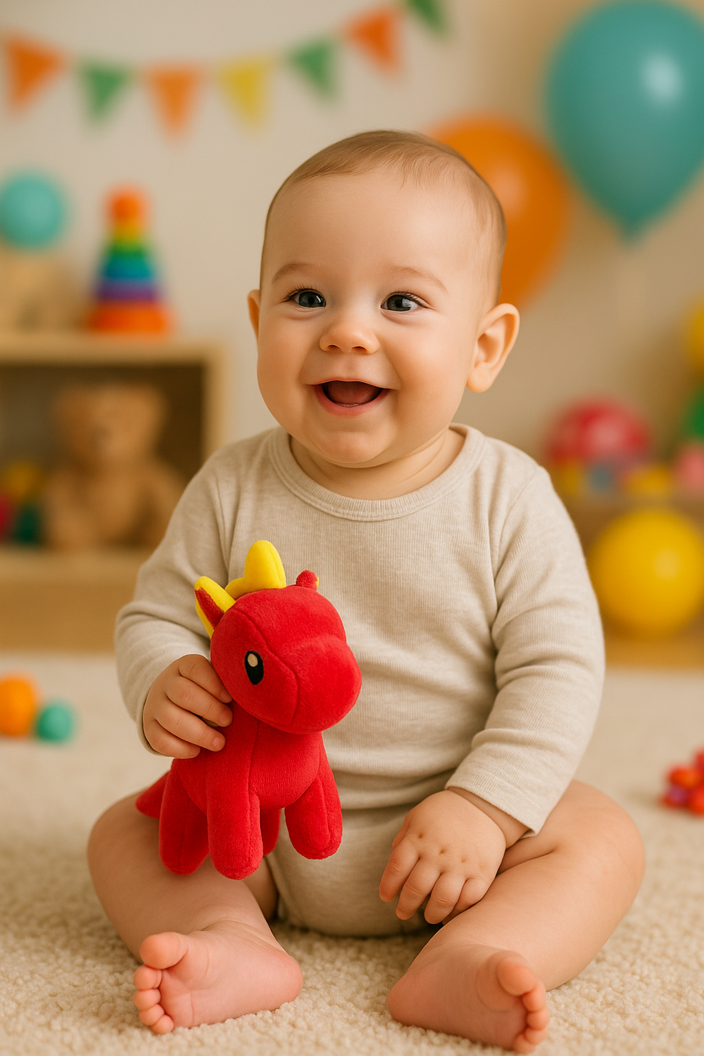 Whumies Red Dinosaur Soft Toy
