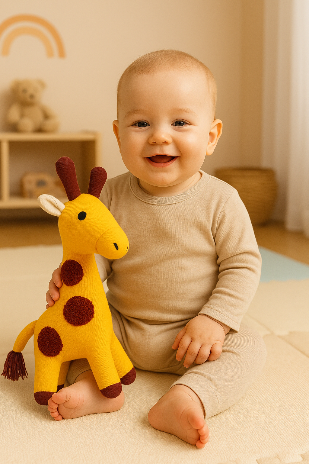 Whumies Knitted Soft Yellow Giraffe