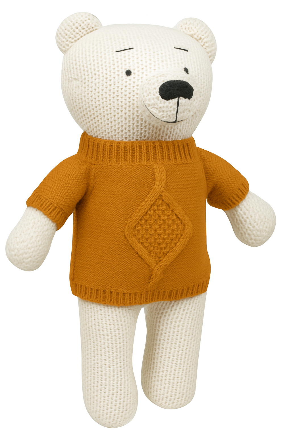 Whumies Knitted Soft Bear Toy in Cozy Yellow Sweater