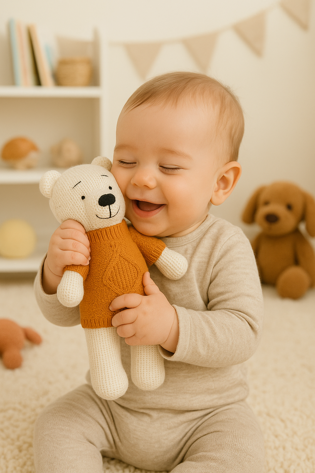 Whumies Knitted Soft Bear Toy in Cozy Yellow Sweater