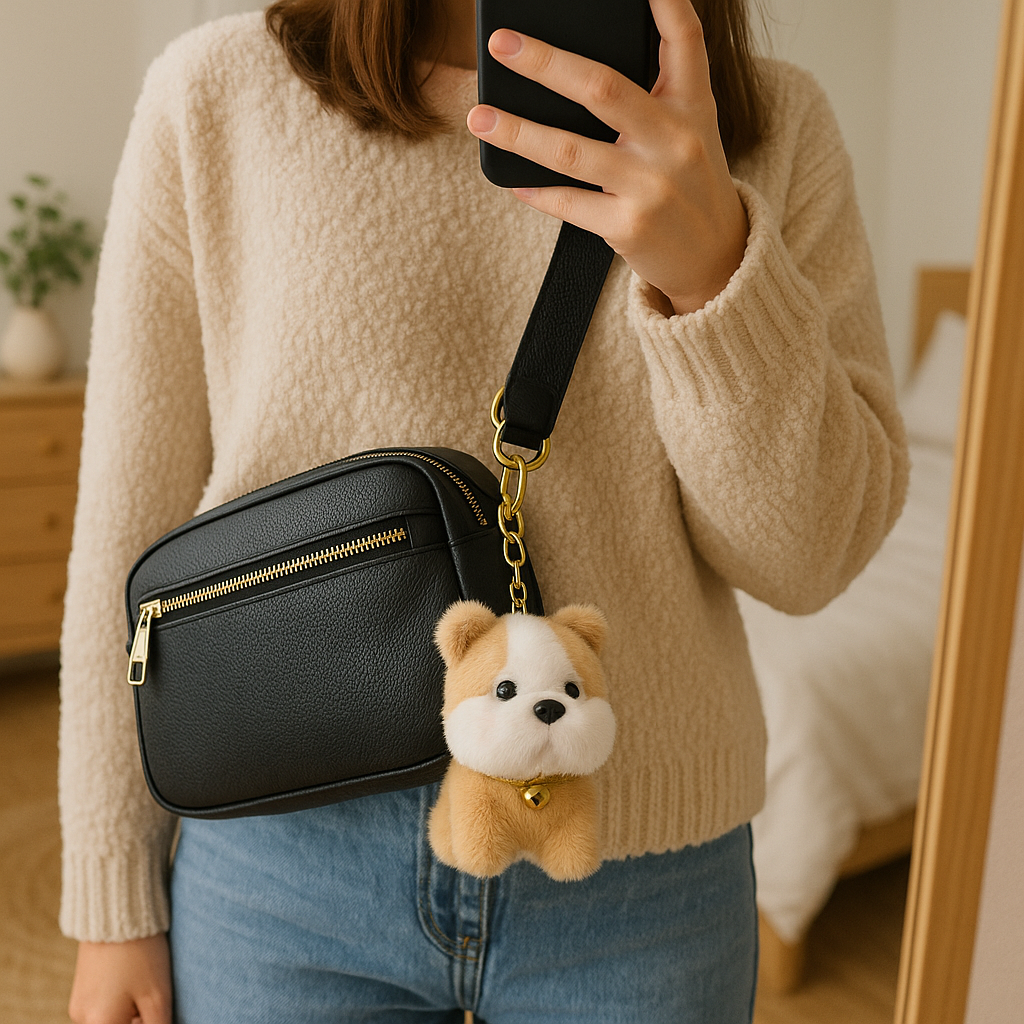 Plush Bulldog Keychain – Cute Soft Toy Bag Charm