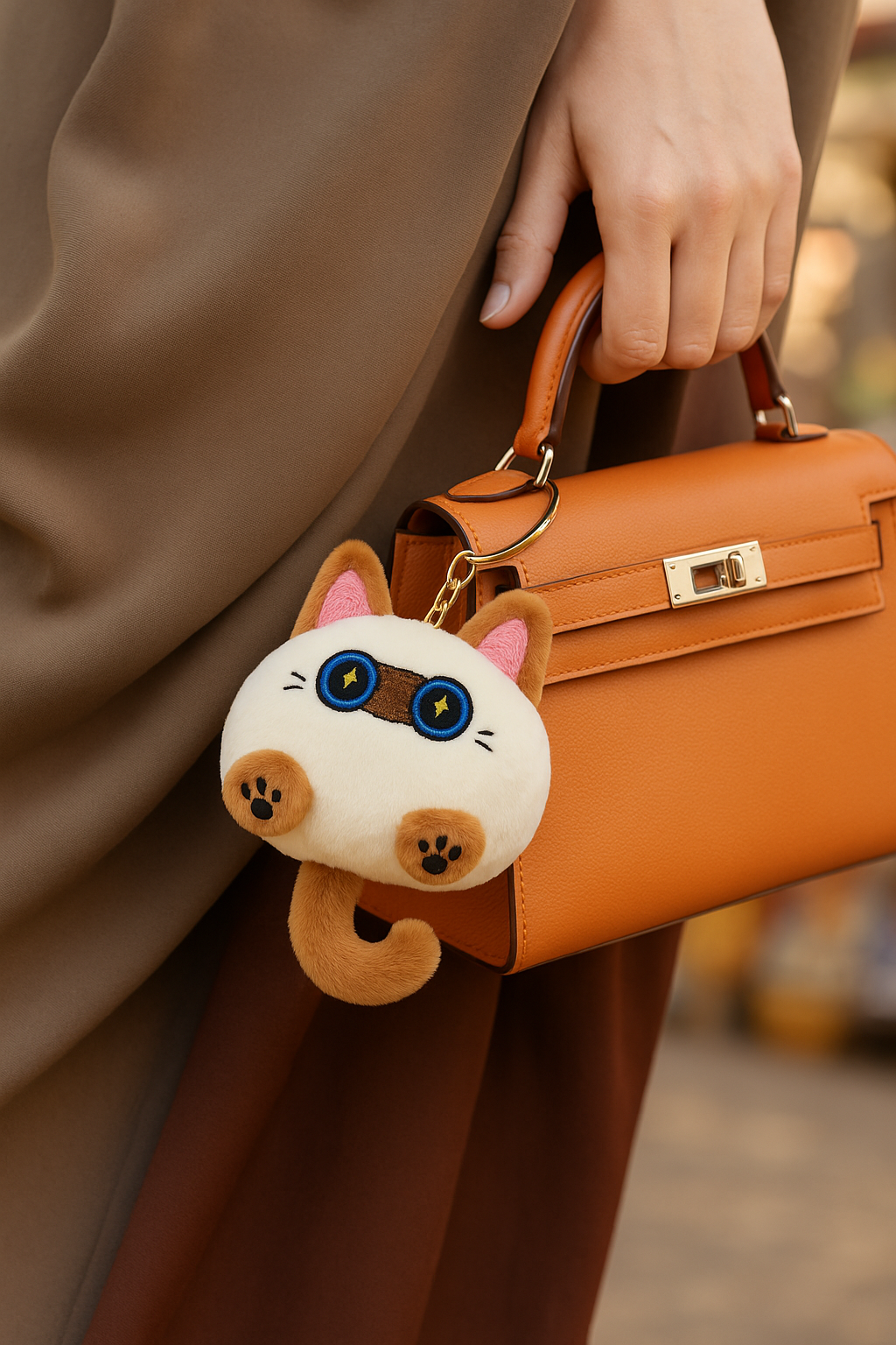 Plush Cat Keychain – Cute & Fluffy Bag Accessory