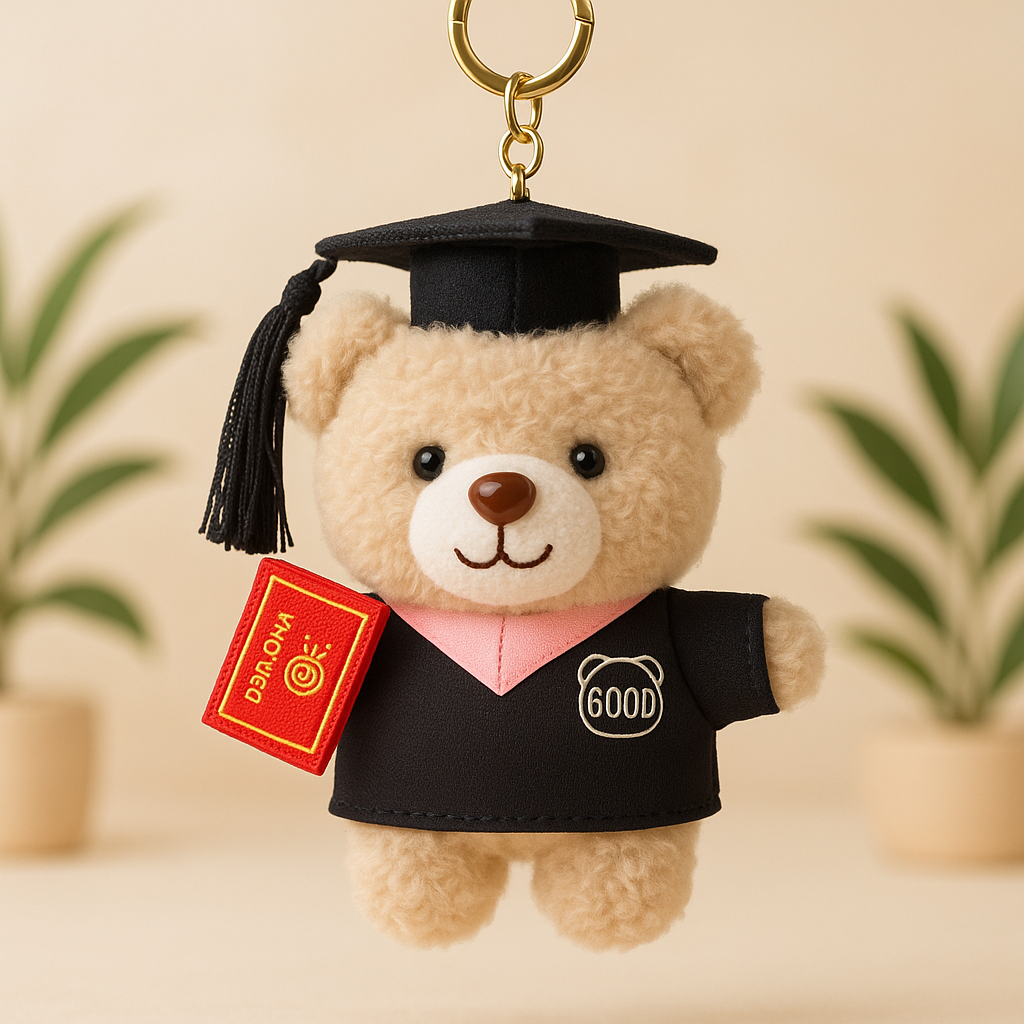 Graduation Teddy Bear Plush Keychain