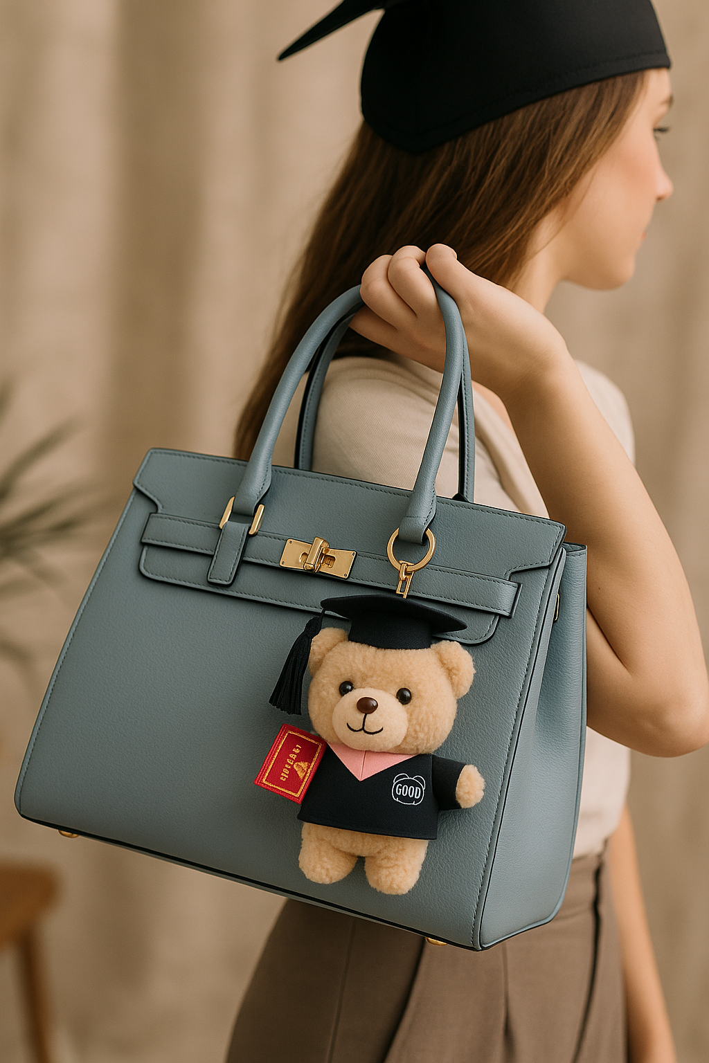 Graduation Teddy Bear Plush Keychain