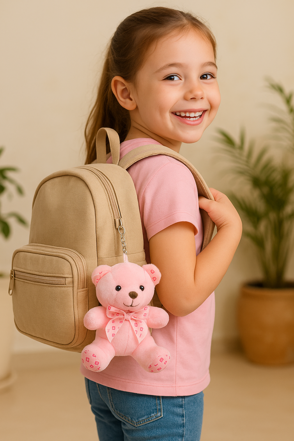Plush Pink Teddy Keychain
