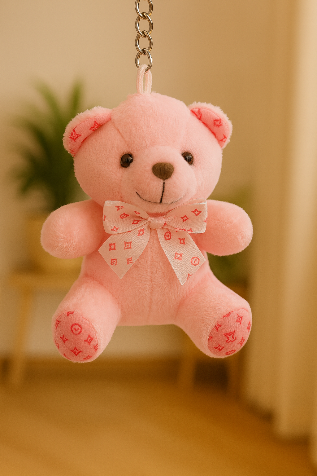 Plush Pink Teddy Keychain