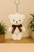 Plush White Teddy Keychain