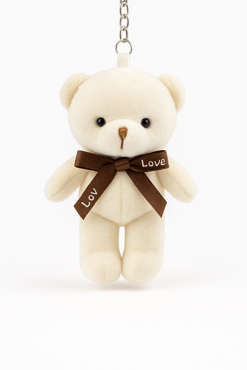 Plush White Teddy Keychain