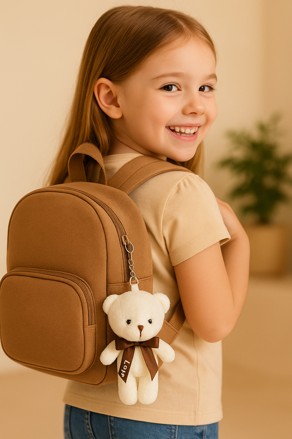 Plush White Teddy Keychain