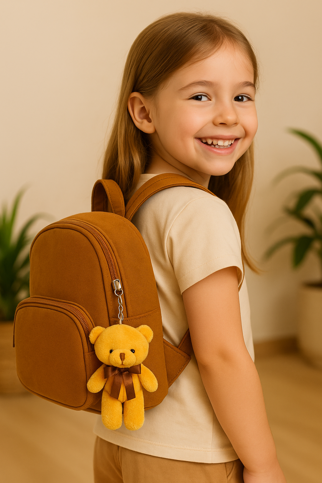 Plush Gold Teddy Keychain