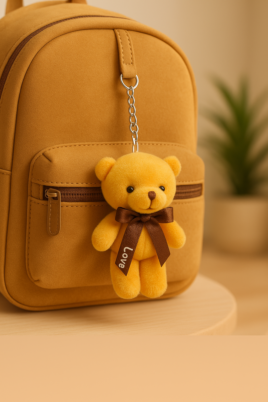 Plush Gold Teddy Keychain
