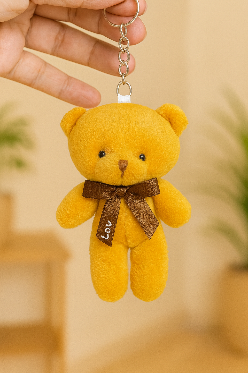Plush Gold Teddy Keychain