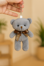 Plush Grey Teddy Keychain