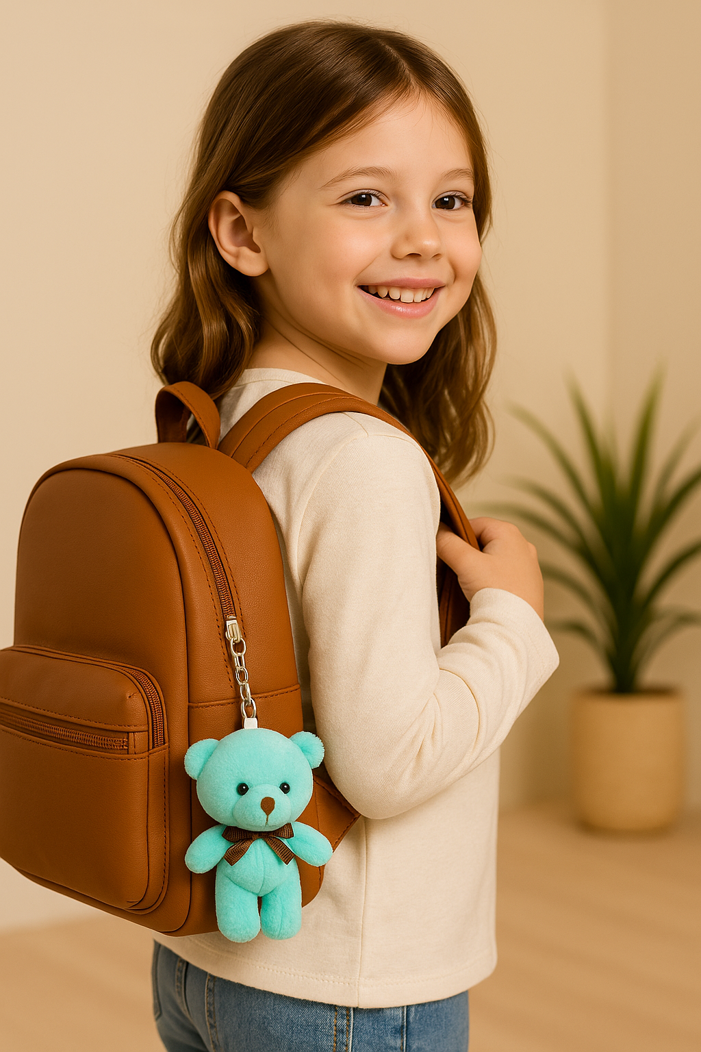 Plush Blue Teddy Keychain