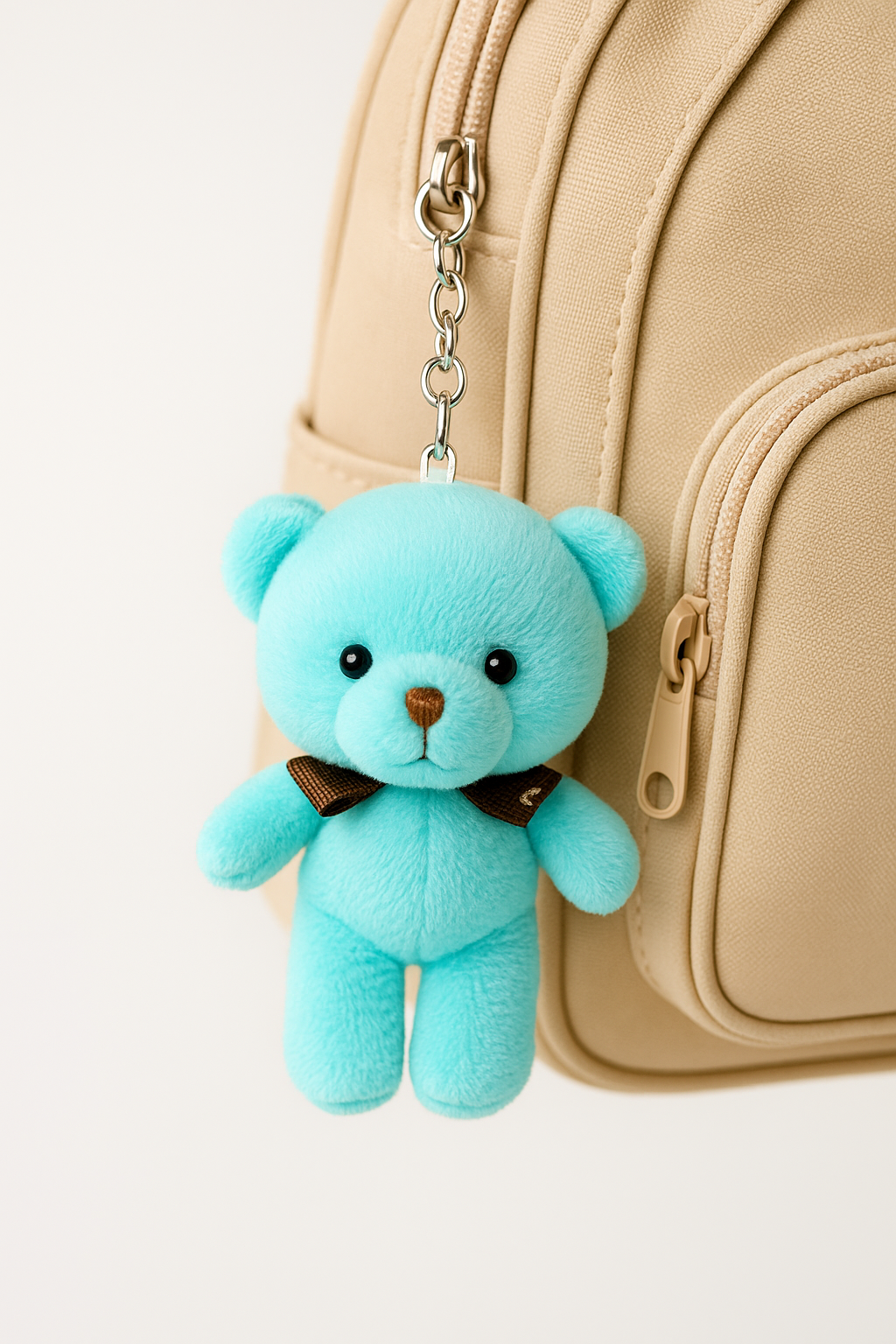 Plush Blue Teddy Keychain
