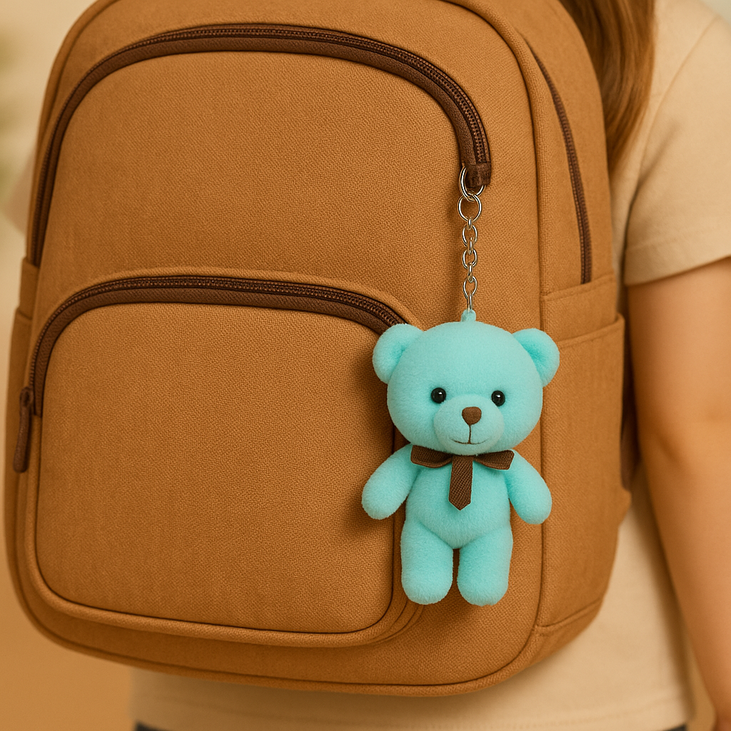 Plush Blue Teddy Keychain