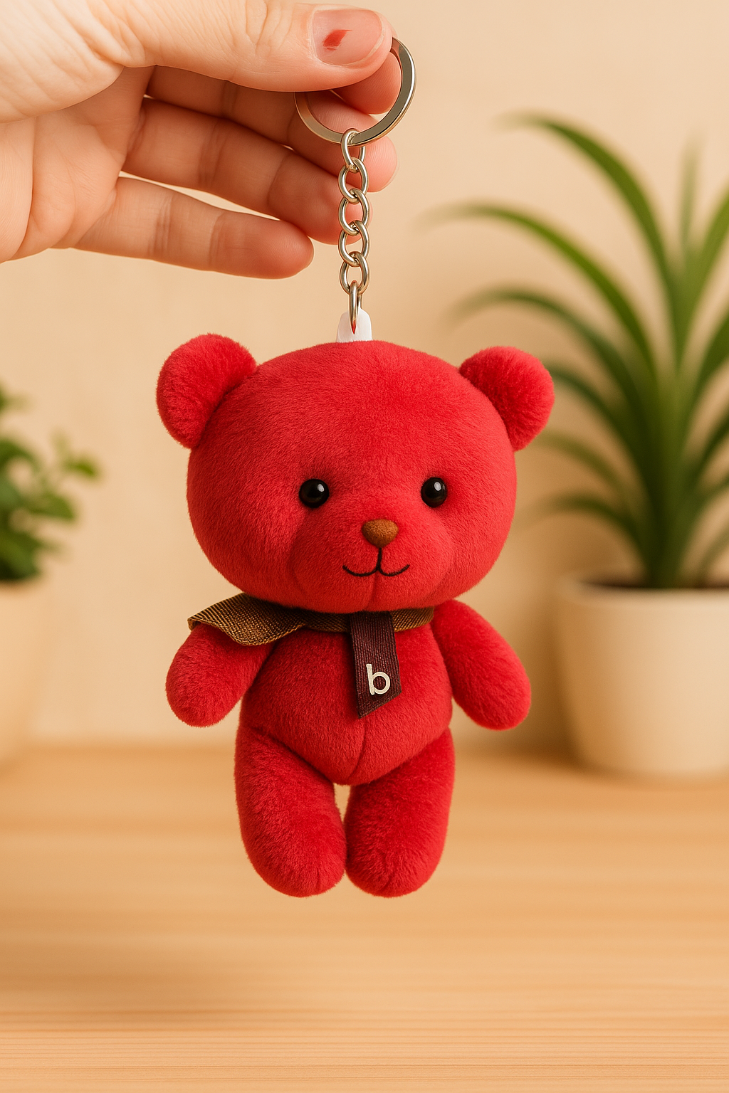 Plush Red Teddy Keychain