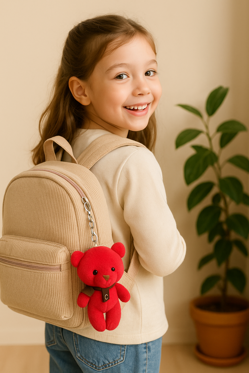 Plush Red Teddy Keychain
