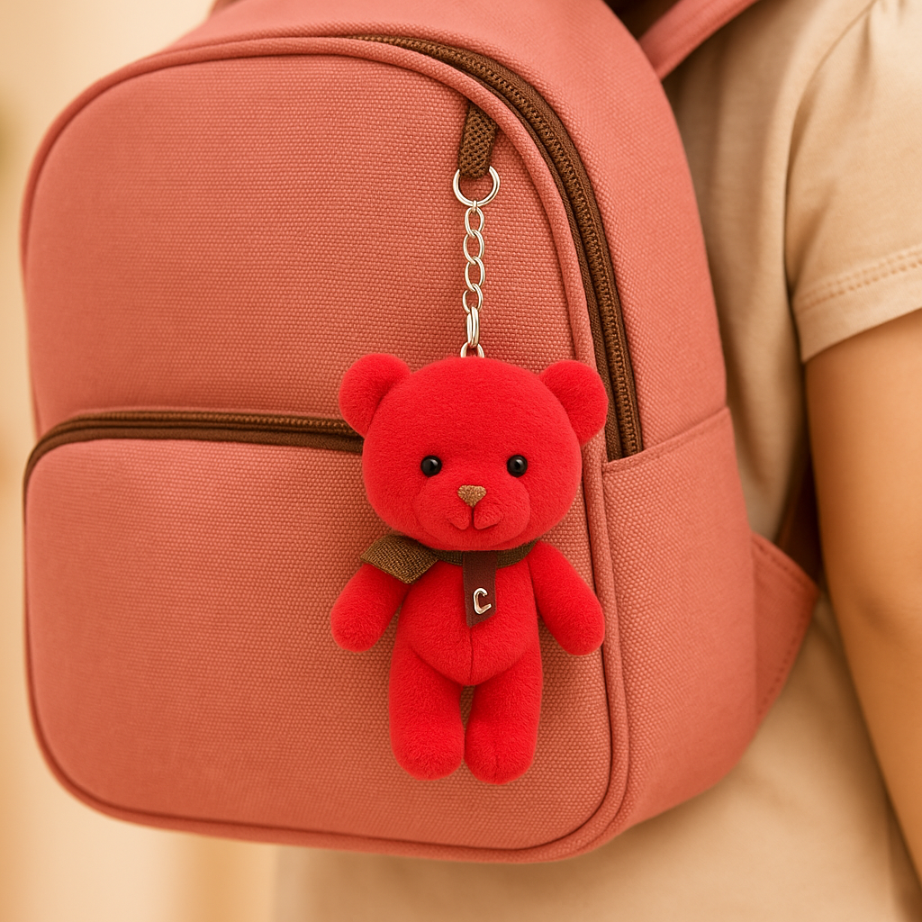 Plush Red Teddy Keychain
