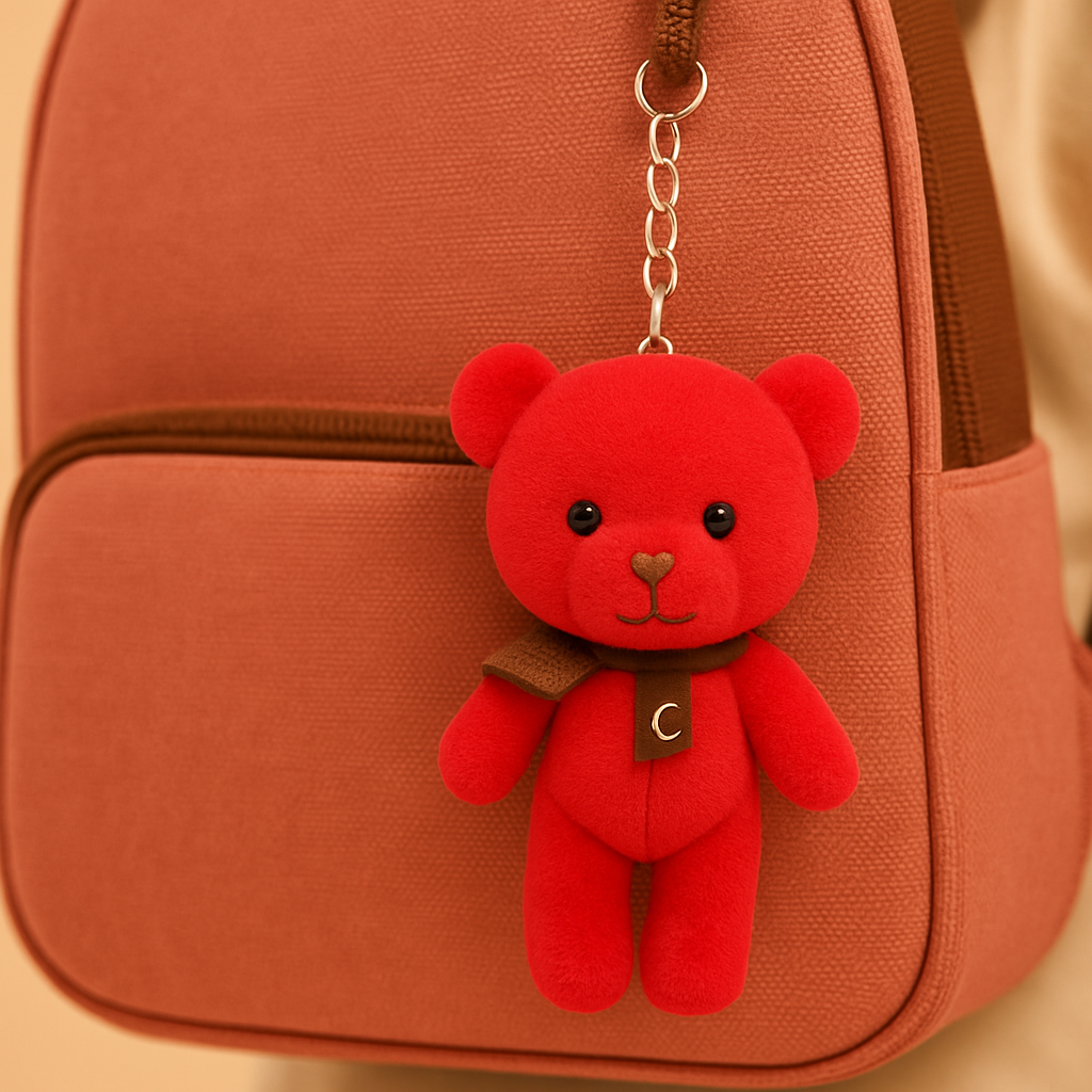 Plush Red Teddy Keychain