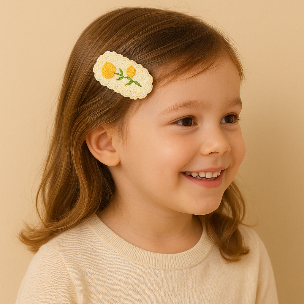 Handmade Yellow Floral Crochet Hair Clip