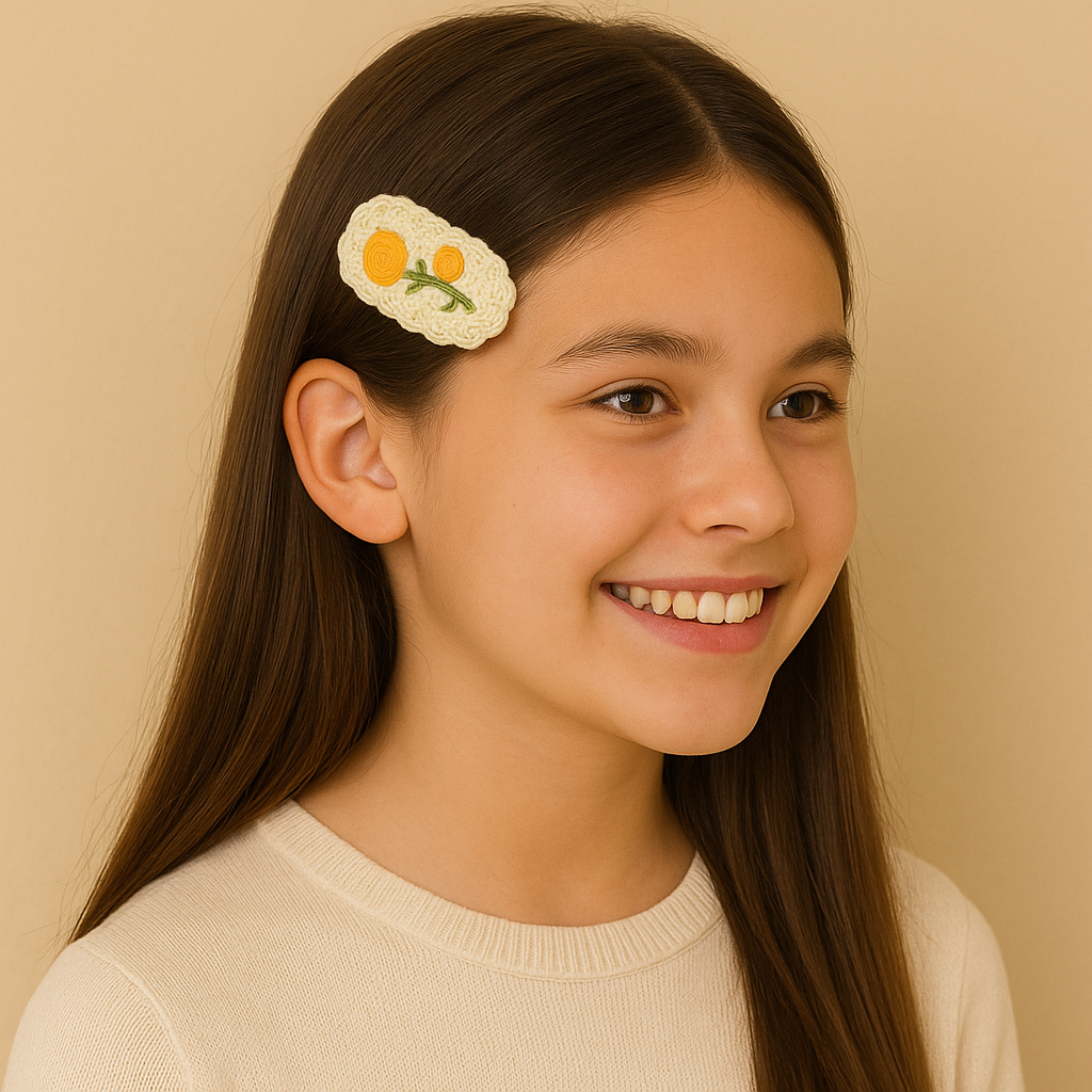 Handmade Yellow Floral Crochet Hair Clip