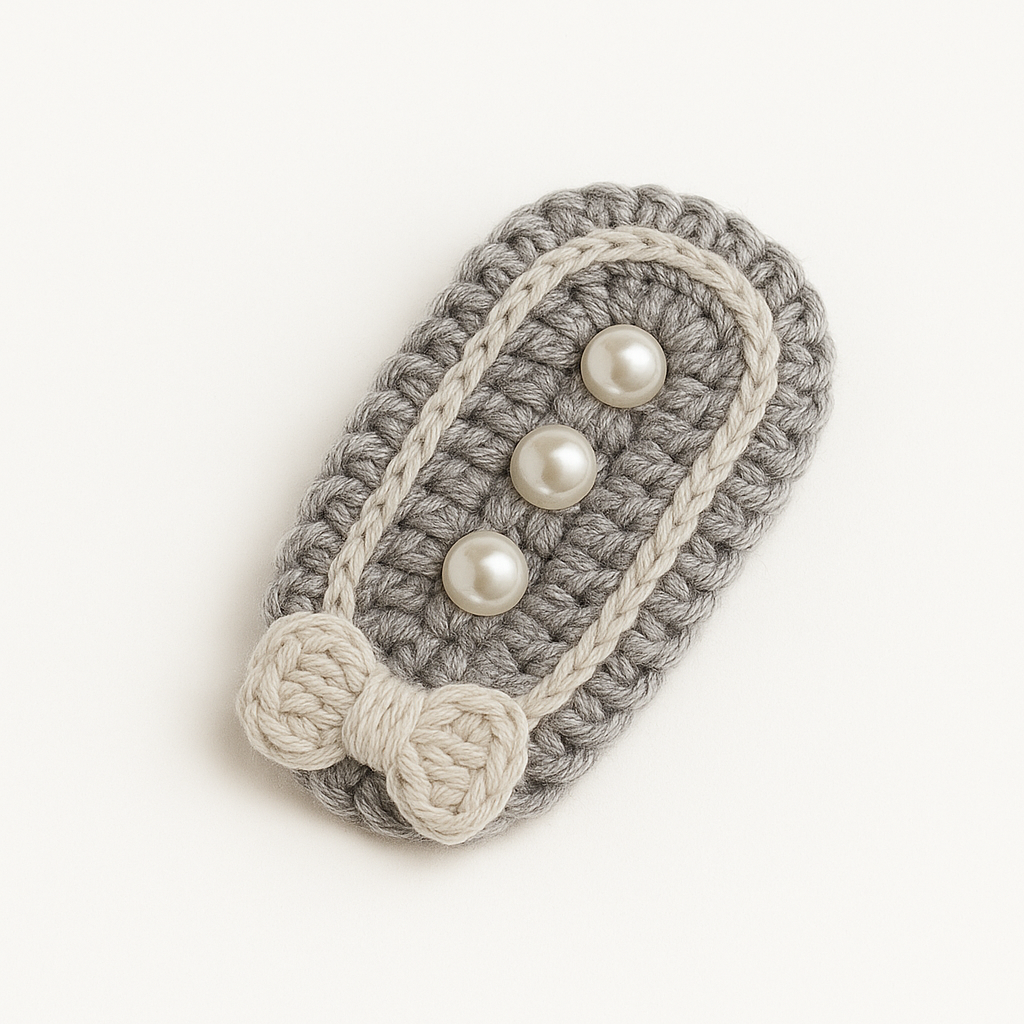 Elegant Grey Crochet Hair Clip with Pearls