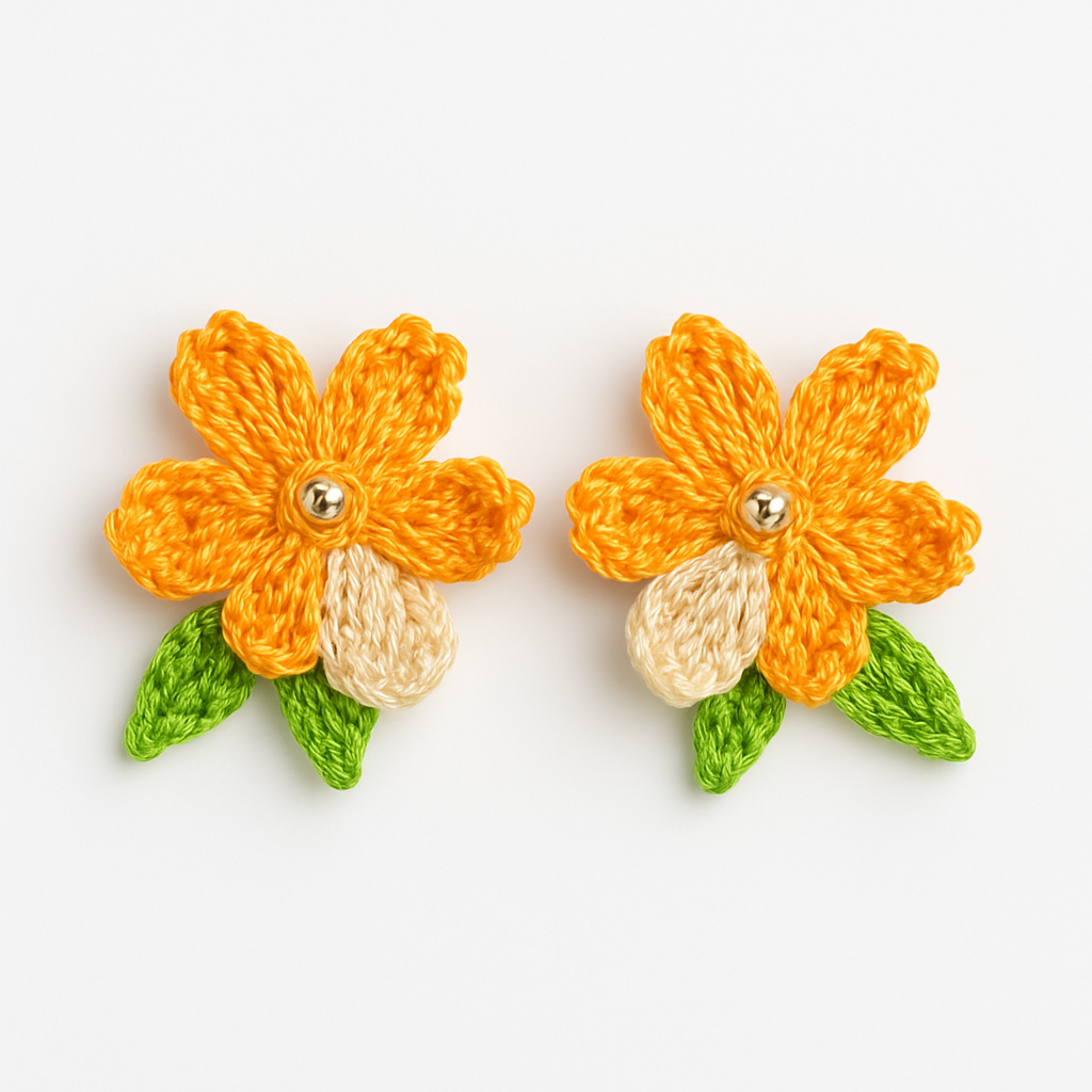 Crochet Yellow Bloom Flower Earrings