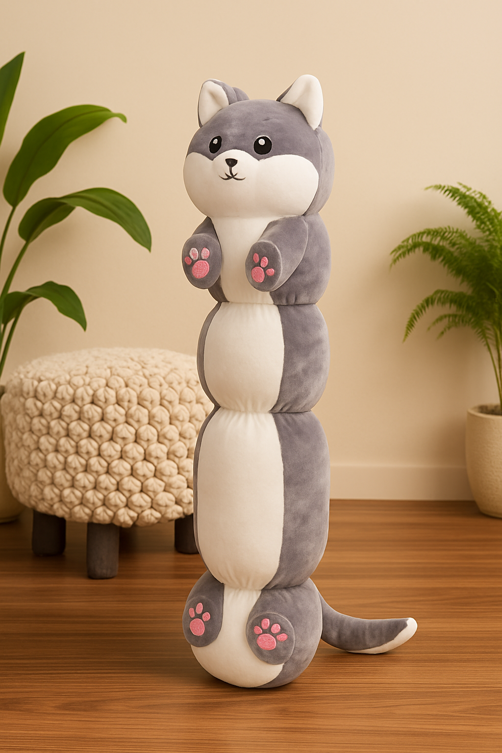 Husky Paws Plush Hug Pillow